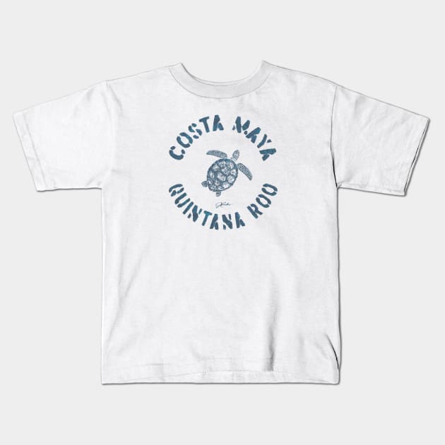 Costa Maya, Mexico, Sea Turtle Kids T-Shirt by jcombs